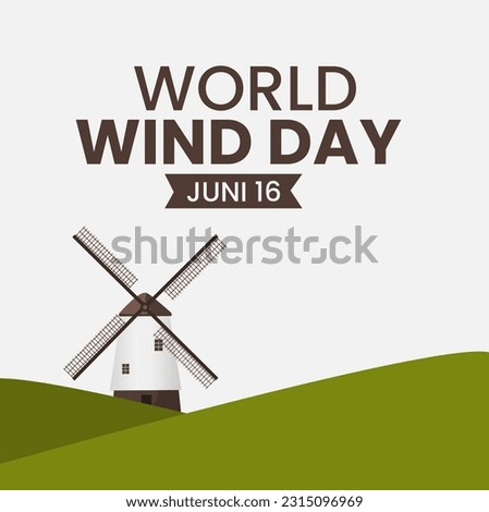 Windmill illustrations good for global wind day celebration. juni 16. Flat design, flyer design, flat vector illustration 