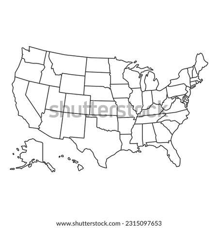 USA map background with states. United States of America map isolated on white background. Vector illustration map Royalty-Free Stock Photo #2315097653