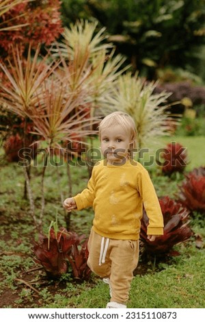 Lively toddler girl, dressed in everyday attire, enjoying a carefree walk in the park, her tiny steps carrying her on an adventure of discovery.