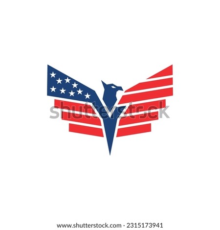 Flying Eagle American flag geometric logo icon, vector illustration design template, logo for your company