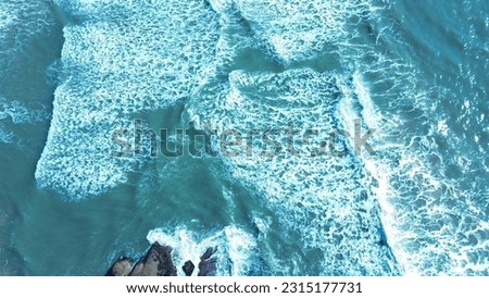 Brazil, garopaba blue water sunny day, green nature, sea, atlantic ocean, waves, praia do rosa santa catrina, aerials views