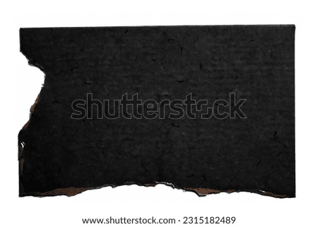 Black paper background. Old black empty paper cardboard on white background