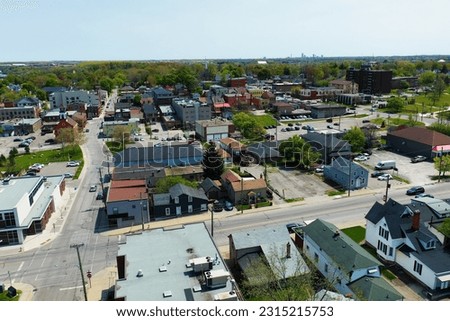 An aerial scene of Thorold, Ontario, Canada on a fine day