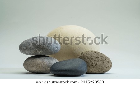 zen stones and egg isolated on white background .minimal background podium for product