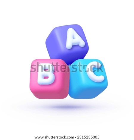 3d abc block for game design. Connecting jigsaw puzzle. Symbol of business teamwork and baby kid intelligence development concept, cooperation, partnership. Vector illustration Royalty-Free Stock Photo #2315235005