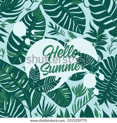 Hello summer pattern background leaf