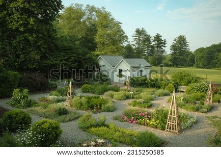 A garden at John Jay Homestead, Katonah, New York Royalty-Free Stock Photo #2315250585
