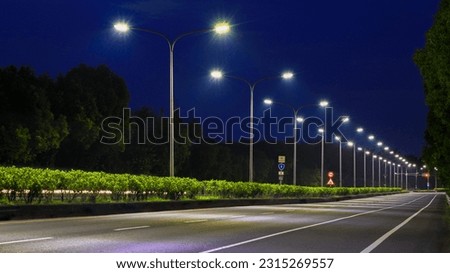 The tranquil,romantic and beautiful street light at scenic night in Taiwan Provincial Highway 1.for branding,calendar,postcard,screensaver,wallpaper,poster,banner,cover,website.High quality photo Royalty-Free Stock Photo #2315269557
