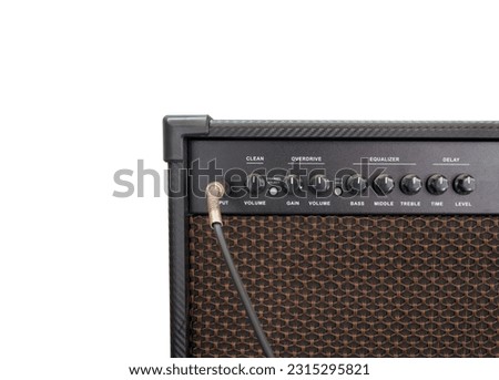 guitar amplifier isolated on white background, clean and overdrive chanel with EQ and delay effect