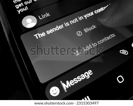 Block unknown sender. Scam alert awareness and prevention  Royalty-Free Stock Photo #2315303497