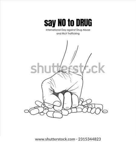 Hand punching drugs hand drawn illustration design for say no to drug campaign design Royalty-Free Stock Photo #2315344823