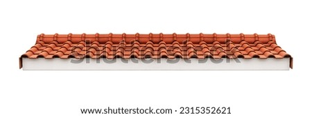 Roof orange tile pattern isolated on white background with clipping path Royalty-Free Stock Photo #2315352621