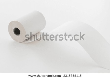 unwound paper roll, copy space, isolated on white background	 Royalty-Free Stock Photo #2315356115