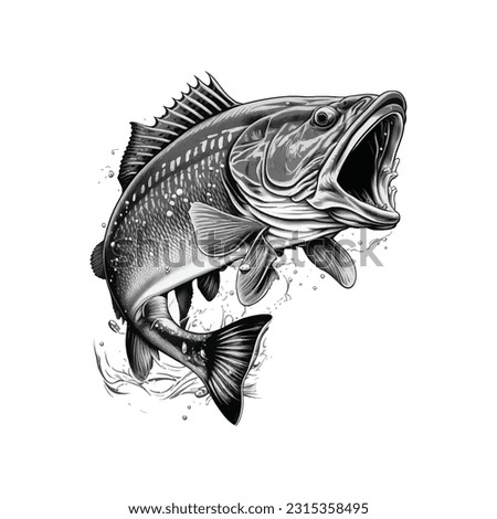 Big bass fish vector cartoon for t shirt Big bass fish t shirt design