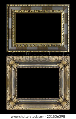 two antique frame isolated on black background
