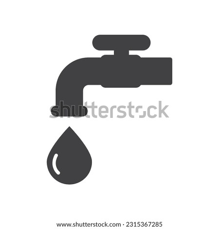 Faucet and water droplet icon isolated flat design vector illustration on white background.