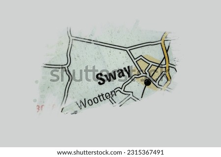 Sway village, Hampshire, United Kingdom atlas map town name - painting