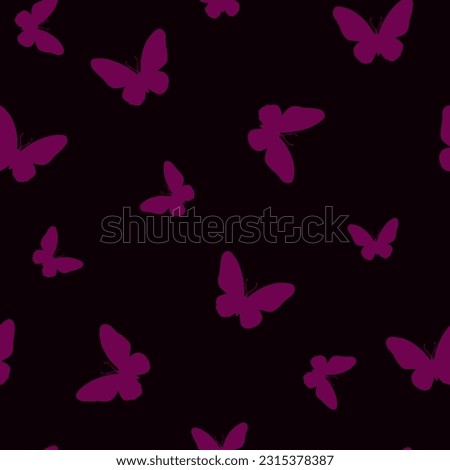 seamless pattern in dark and pink tones of images of butterfly silhouettes for prints on fabrics, covers and for the formation of interiors