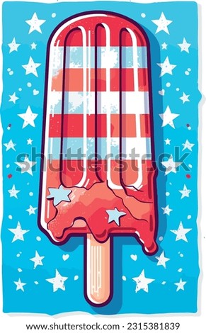 Happy Blue and Red Ice Cream Clip Art, Digital Vector Artwork on a Transparent Backgound