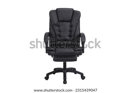 Front view of Genuine Leather office chair for Executive Officer, isolated on white background. Black Leather Royalty-Free Stock Photo #2315439047