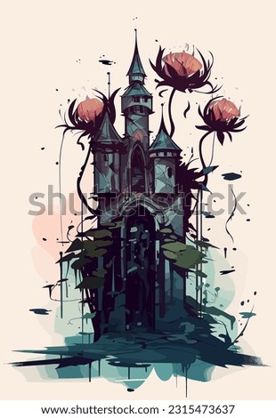 Colored cartoon castle. Medieval and fantasy castle. Funny castle cartoon illustration. Pretty castle icon image. vector.