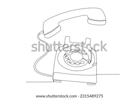 One continuous line drawing of old vintage antique analog desk telephone to communicate. Retro classic telecommunication device concept single line draw graphic design vector illustration Royalty-Free Stock Photo #2315489275