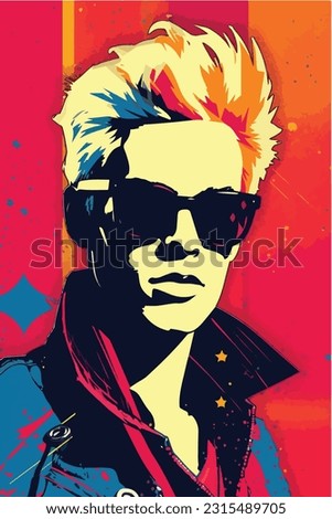 Colorful pop art boy retro background isolated. vector and illustration. fun and summer vibe. portrait of men colorful pop art illustration for designs. 