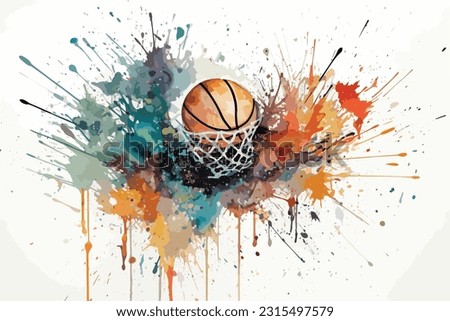 Orange sport basketball tooling watercolor painting art illustration on white background