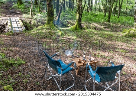 Camping outdoor breakfast set photo