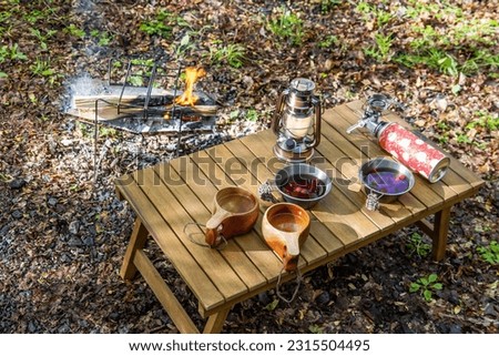Camping outdoor breakfast set photo