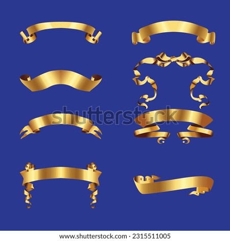 Gold Ribbon Clip Art, Banners, Ribbons, Golden Ribbon Clip Art, Digital Scrapbook, Ribbon Vector