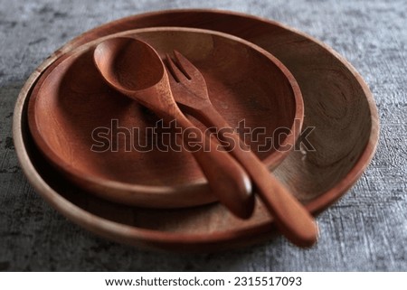 wooden plate traditional aesthetic cutlery