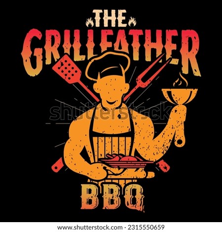 The grillfather BBQ t-shirt design, grill, meat, sauce, father, vector, graphics, colorful