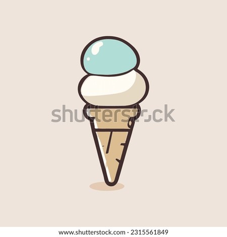 ice cream cone cartoon icon illustration. sweet food icon concept isolated