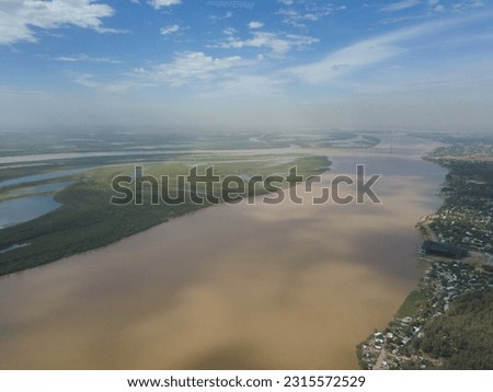 River delta with vegetation seen from drone