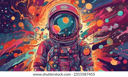 Cosmic Convergence: Astronaut's Journey Through The Universe Royalty-Free Stock Photo #2315587455