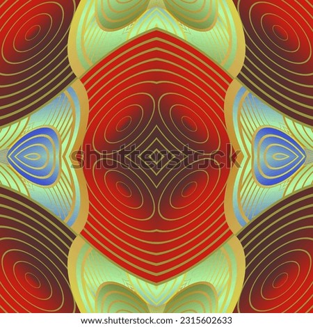 Beautiful seamless textured abstract background in green, red, blue and golden yellow colors