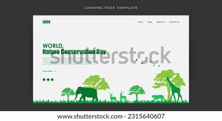 Vector illustration of World Nature Conservation Day Website landing page banner mockup Template Royalty-Free Stock Photo #2315640607