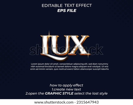 lux text effect, font editable, typography, 3d text. vector template Royalty-Free Stock Photo #2315647943