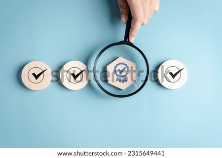 Checklist Steps Quality Guarantee with Quality Assurance improvement. Standardization, certification. Compliance to regulations service and standards. Royalty-Free Stock Photo #2315649441