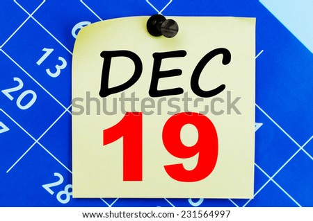 December 19 calendar. Part of a set