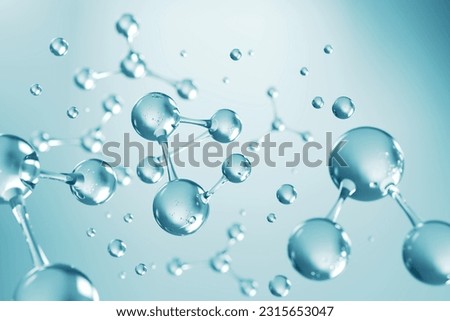 Cosmetic Essence, Liquid bubble, Molecule inside Liquid Bubble on DNA water splash background, 3d rendering Royalty-Free Stock Photo #2315653047