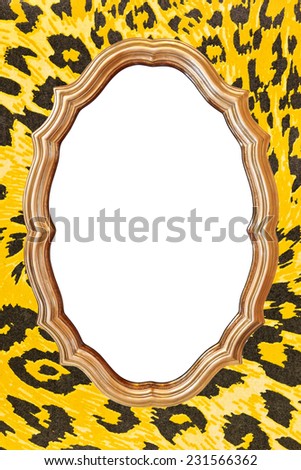 Blank vintage frame on leopard line background