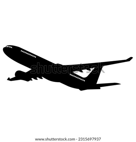FLAT ICON DESIGN AIRPLANE SILHOUETTE AND ILUSTRASI AIRPLANE Royalty-Free Stock Photo #2315697937