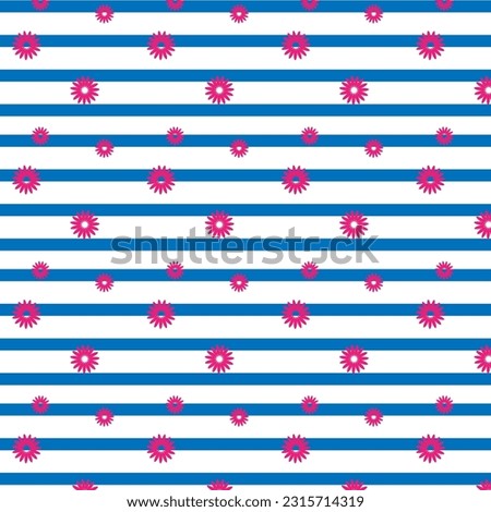 pattern, blue stripes and pink flowers