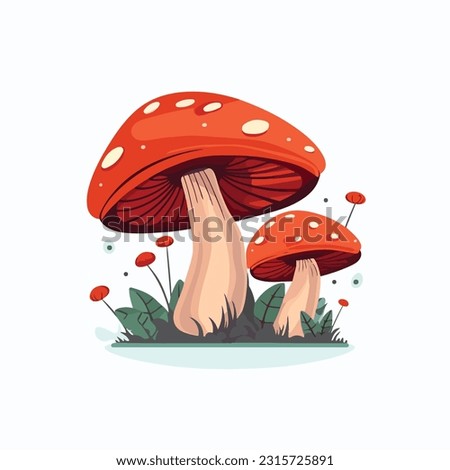 mushroom vector 2d flat color white background