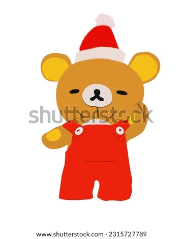 cute bear with christmas hat, child's christmas card
