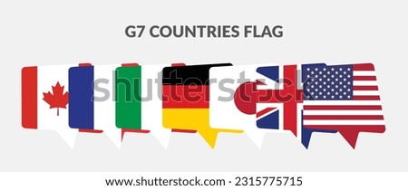 The G7 - Group of Seven Countries Chat flag icon set.