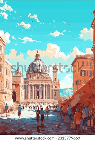 Rome italia famous landmarks illustration vector Royalty-Free Stock Photo #2315779669