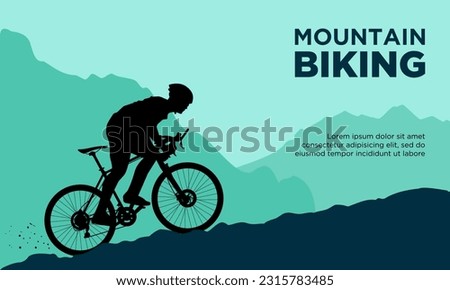 Mountain biking vector illustration. Suitable for mountain bike, downhill, and off road cycling. Royalty-Free Stock Photo #2315783485